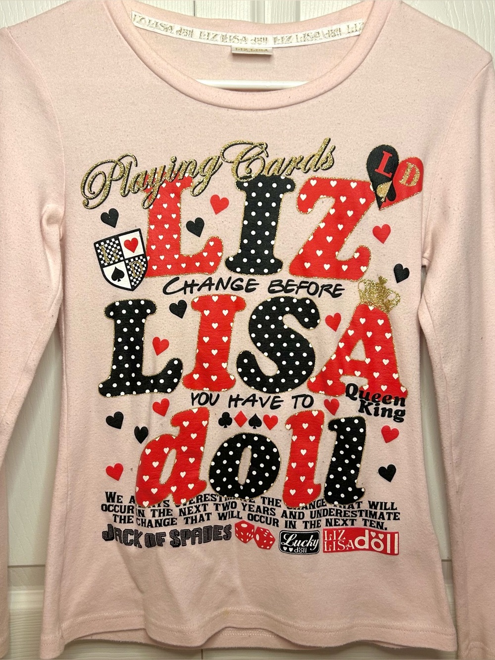 LIZ LISA Gyaru pink graphic long sleeve tee ♠️